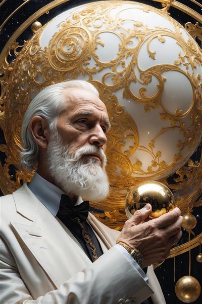 طرح دکوراتیو پیرمرد دانشمند فانتزی برای تابلو دیواری مدرن