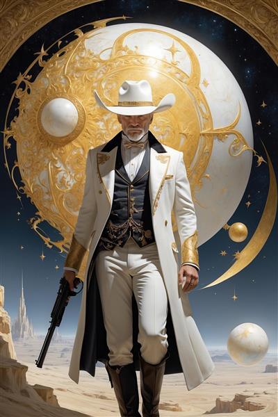 عکس گاوچران فضایی با لباس سفید برای تابلو دکوراتیو