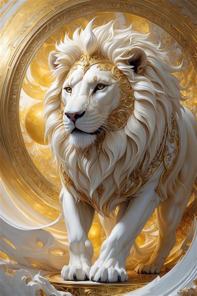 عکس شیر سفید سلطنتی مغرور برای تابلو دکوراتیو نشیمن