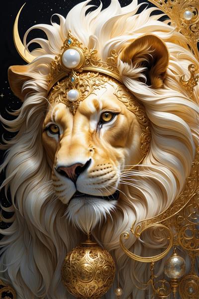 تصویر شیر طلایی با یال پرپشت برای چاپ پرده پذیرایی