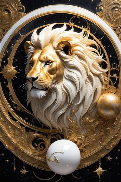 عکس نیم‌رخ شیر طلایی لوکس مناسب چاپ پرده و روتختی