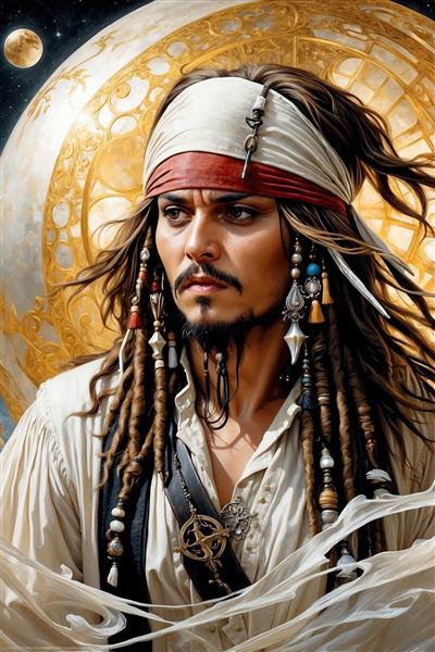 تصویر جک اسپارو دزد دریایی کارائیب برای تابلو شاسی