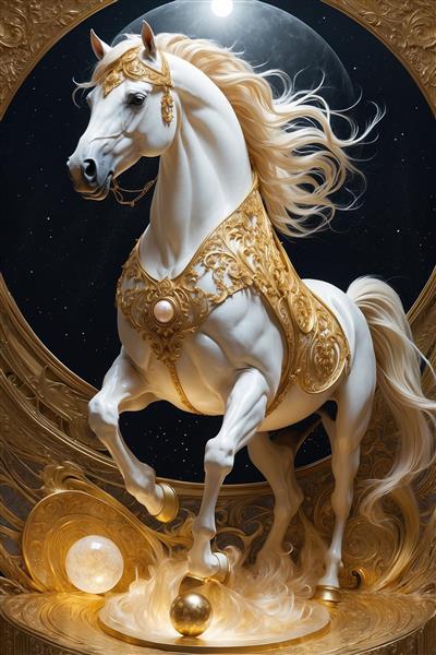 عکس باکیفیت اسب سفید در حال حرکت برای چاپ