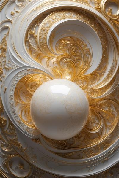 عکس گوی مروارید در قلب نقوش طلایی برای روتختی