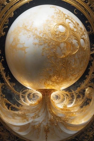 طرح گوی نورانی و فواره طلایی برای پوستر مدرن