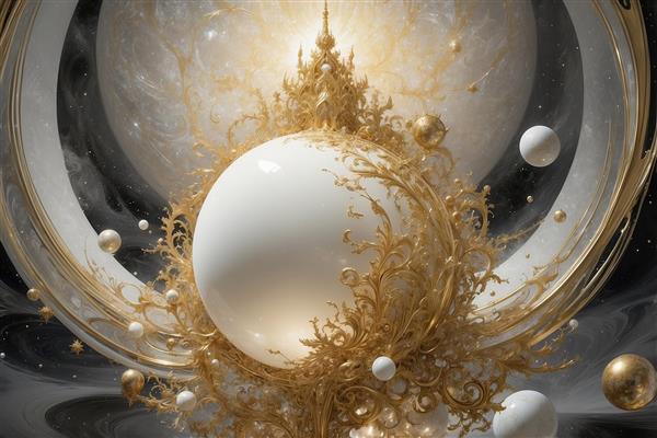 طرح قصر کهکشانی و گوی سفید برای پوستر دیواری