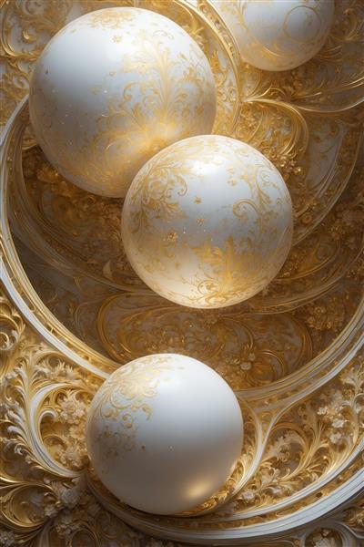 طرح سه گوی سفید با نقوش طلایی لوکس برای روتختی