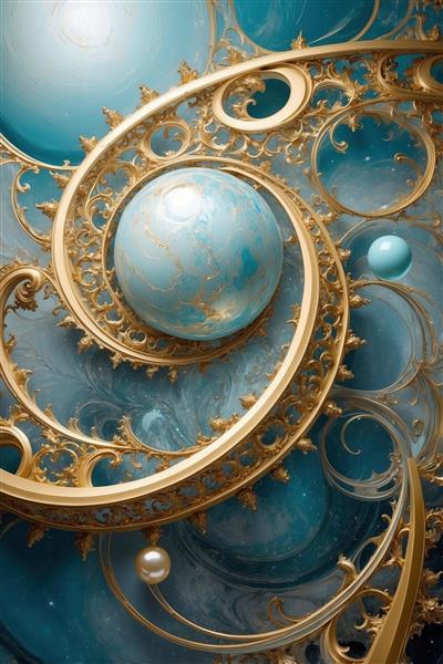 طرح مارپیچ طلایی و مروارید برای چاپ روتختی