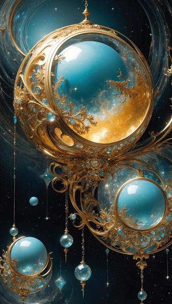 عکس لوسترهای گوی شیشه‌ای فانتزی برای پوستر دیواری