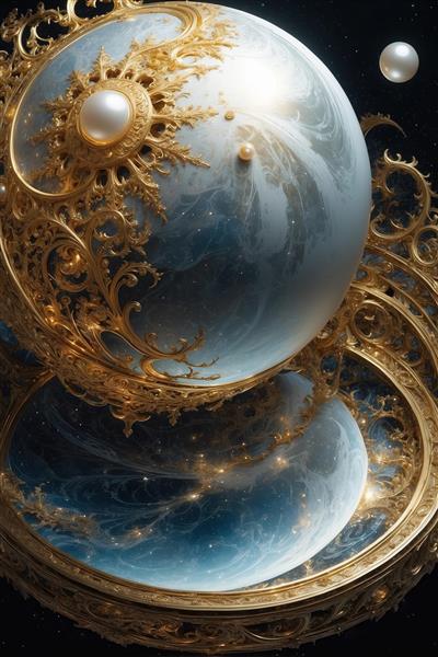 عکس سیاره فانتزی مرواریدی برای تابلو دکوراتیو اتاق خواب