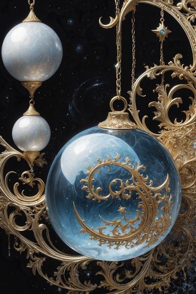 عکس گوی‌های معلق شیشه‌ای و طلایی برای چاپ روتختی