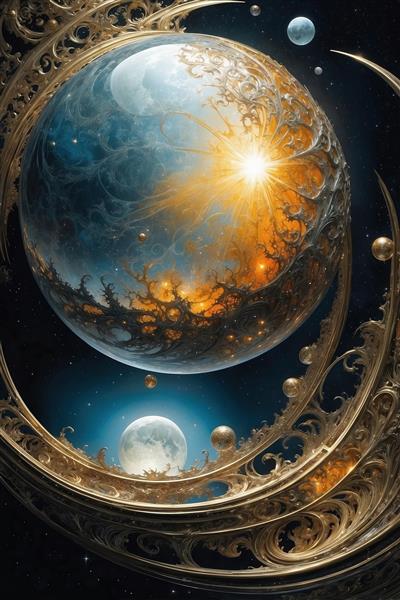 تصویر سیاره زمین فانتزی و خورشید برای پوستر آموزشی