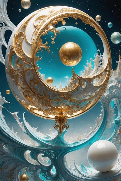 عکس انتزاعی قصر خیالی و گوی برای اتاق کودک