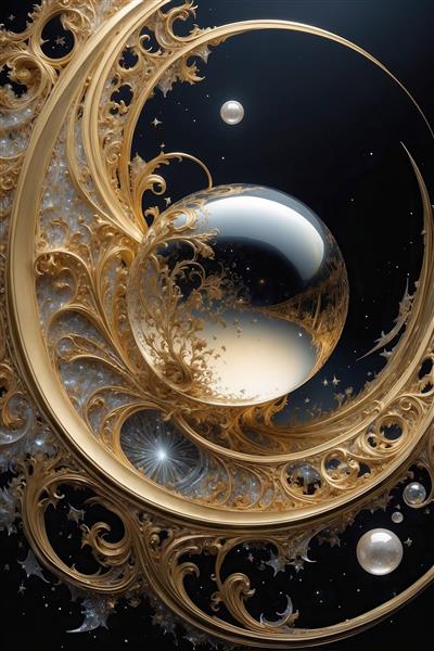 تصویر هلال ماه و مروارید فانتزی برای تابلو دکوراتیو