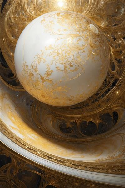 تصویر گوی مرمرین با رگه‌های طلایی مناسب تابلو لوکس