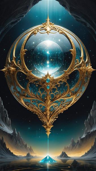 طرح تخم‌مرغ فانتزی در غار یخی برای تابلو دکوراتیو