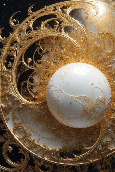 عکس گوی صدفی مینیمال با تزئینات اسلیمی طلایی