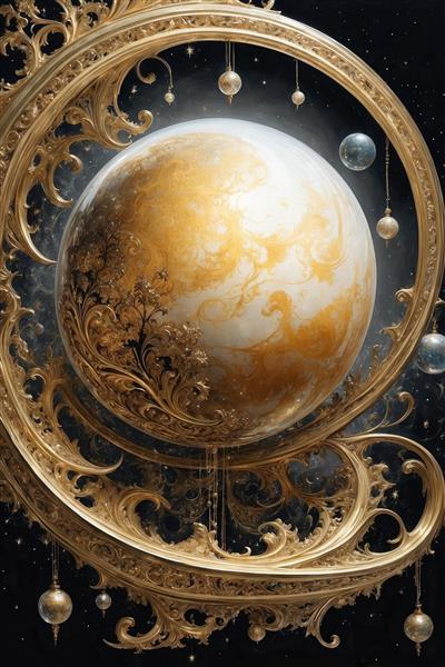 طرح سیاره مرمرین طلایی و نقوش کلاسیک برای روتختی