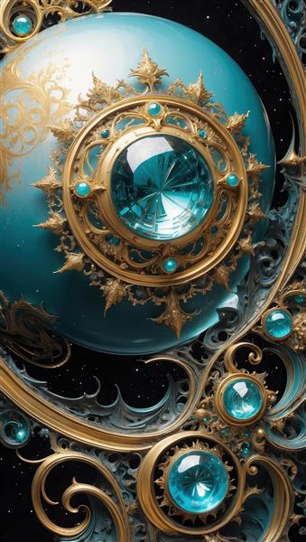 عکس نگین‌های فیروزه‌ای و گوی جواهرنشان برای چاپ تابلو