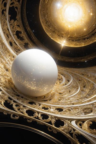 تصویر گوی سفید درخشان و مدار طلایی برای پوستر