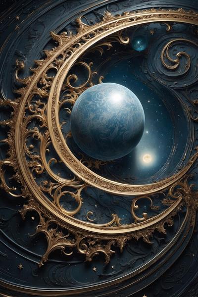 طرح هلال اسلیمی و گوی آبی در فضا برای تابلو نشیمن