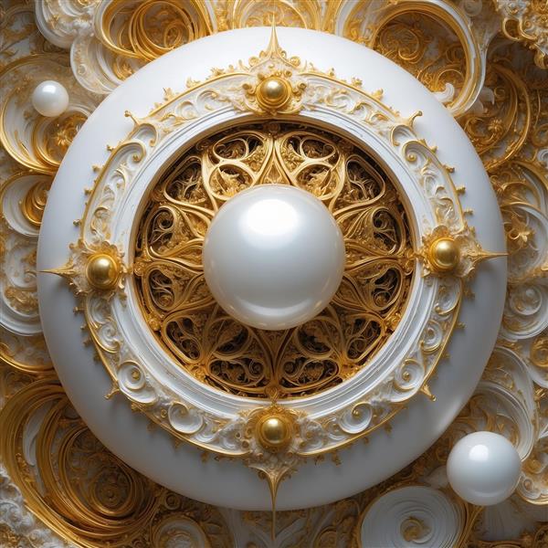 تصویر مروارید مرکزی و نقوش هندسی برای پوستر دیواری دایره‌ای