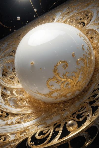 عکس گوی مرواریدی با تزئینات اسلیمی برای تابلو اتاق خواب