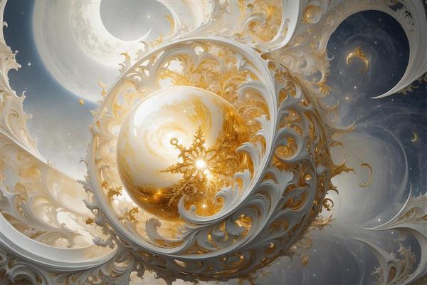 عکس انتزاعی کهکشان فانتزی و گوی درخشان برای چاپ تابلو