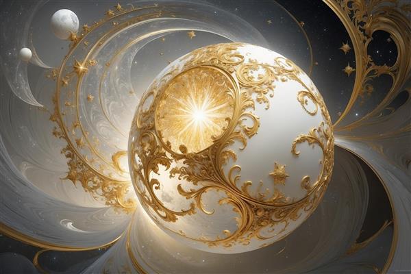 تصویر گوی مرواریدی و نقوش اسلیمی برای پوستر دیواری لوکس