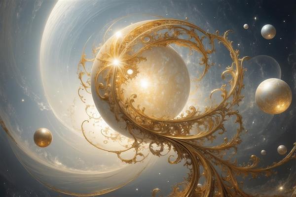 طرح انتزاعی گوی طلایی درخشان برای تابلو دکوراتیو مدرن