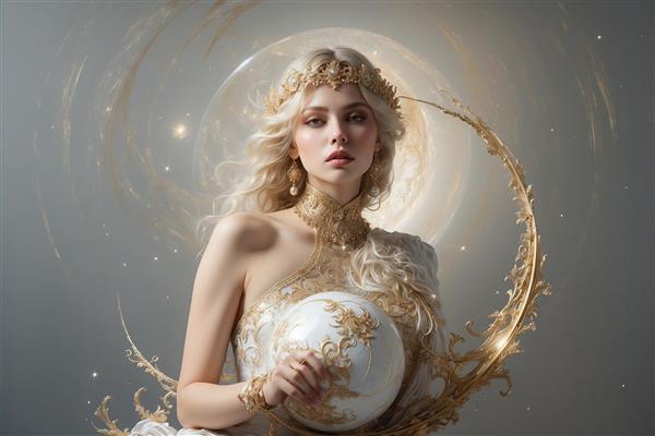 عکس فانتزی الهه نور و هلال طلایی برای پوستر دیواری