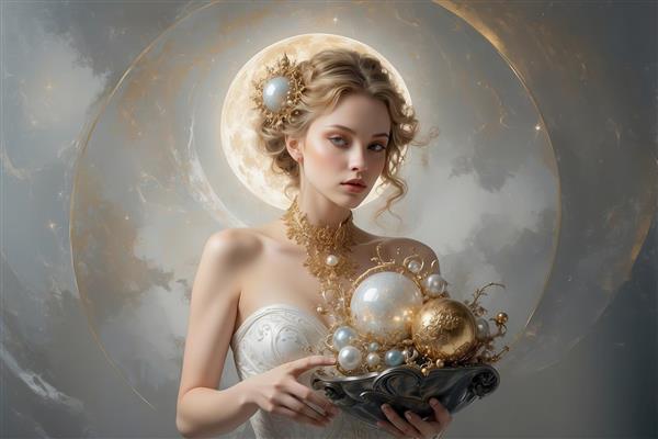 تصویر ملکه مروارید و ماه فانتزی برای چاپ تابلو اتاق