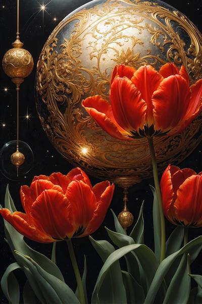 تصویر گل لاله سرخ لوکس مناسب تابلو دکوراتیو نشیمن