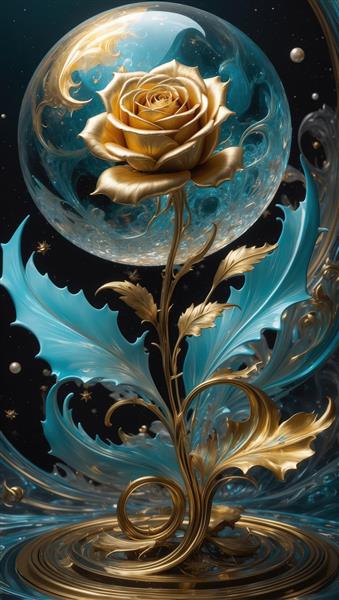 عکس باکیفیت گل رز فانتزی فیروزه‌ای برای تابلو دیواری