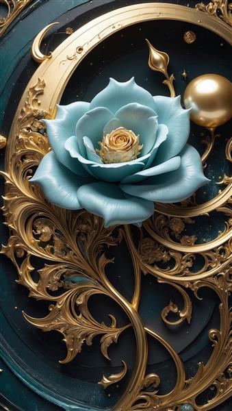 تصویر گل رز آبی آسمانی مینیمال برای تابلو دکوراتیو