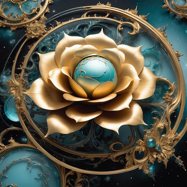 طرح دکوراتیو گل لوتوس طلایی مینیمال برای تابلو مدرن