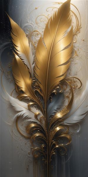 طرح عمودی پرهای طلایی و فانتزی برای تابلو پذیرایی