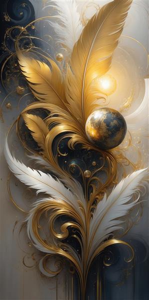 عکس پرهای درخشان و گوی جادویی برای تابلو دکوراتیو مدرن