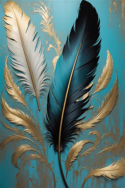 تصویر پرهای رنگی معلق در باد برای چاپ پرده و روتختی