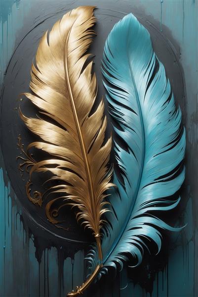 طرح دو پر طلایی و آبی فانتزی برای پوستر