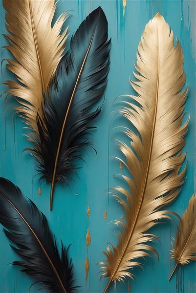 طرح پرهای طلایی مینیمال برای چاپ پرده پذیرایی