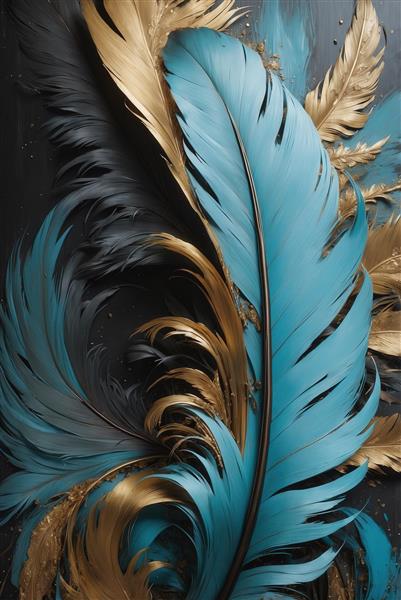 طرح پرهای مواج آبی و مشکی برای پوستر مدرن