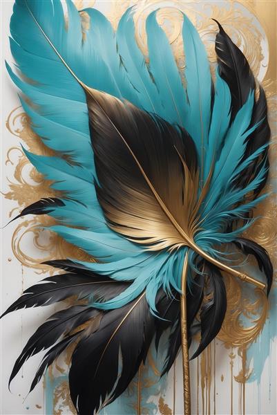 طرح انتزاعی پرهای رنگی برای چاپ تابلو بوم