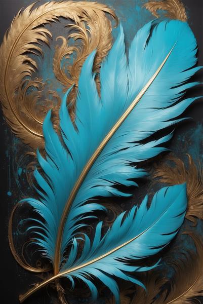 عکس پر فانتزی آبی و طلایی برای تابلو دکوراتیو