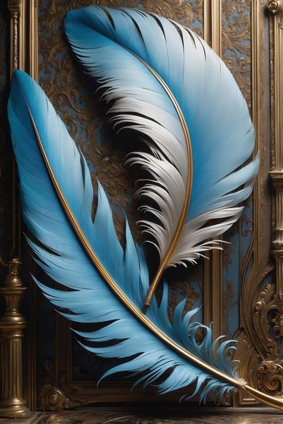 طرح پر فیروزه‌ای دکوراتیو با حاشیه طلایی برای تابلو