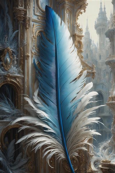 تصویر پر آبی فانتزی در قصر برای چاپ پوستر