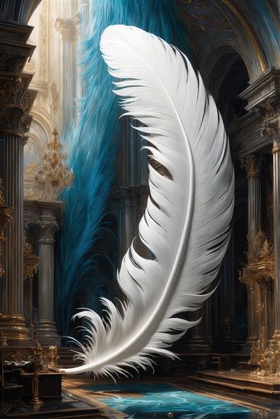 عکس پر سفید بزرگ معلق برای پوستر دیواری تالار