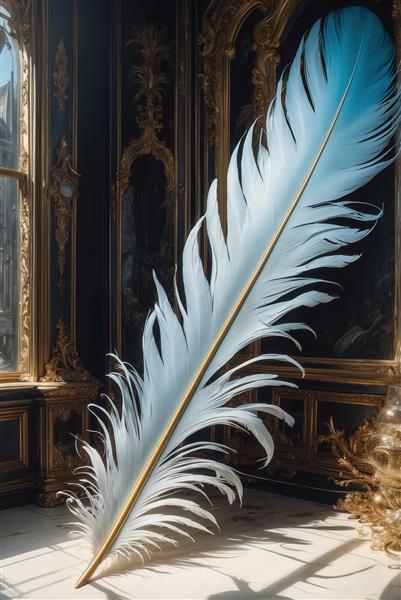 تصویر تک پر آبی روشن در تالار مجلل برای چاپ