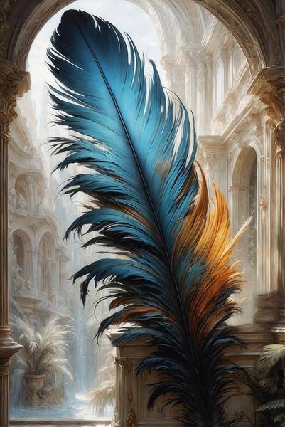 عکس پر آبی بزرگ در عمارت کلاسیک برای تابلو دکوراتیو