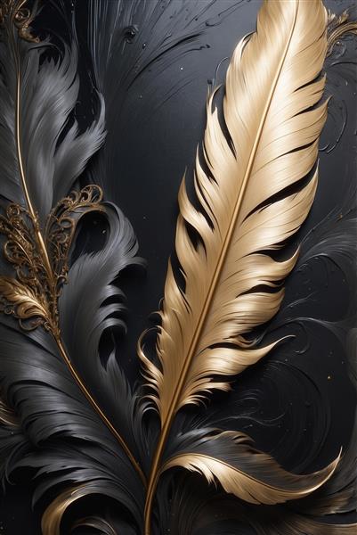 تصویر انتزاعی پر طلایی درخشان برای دکوراسیون داخلی مدرن